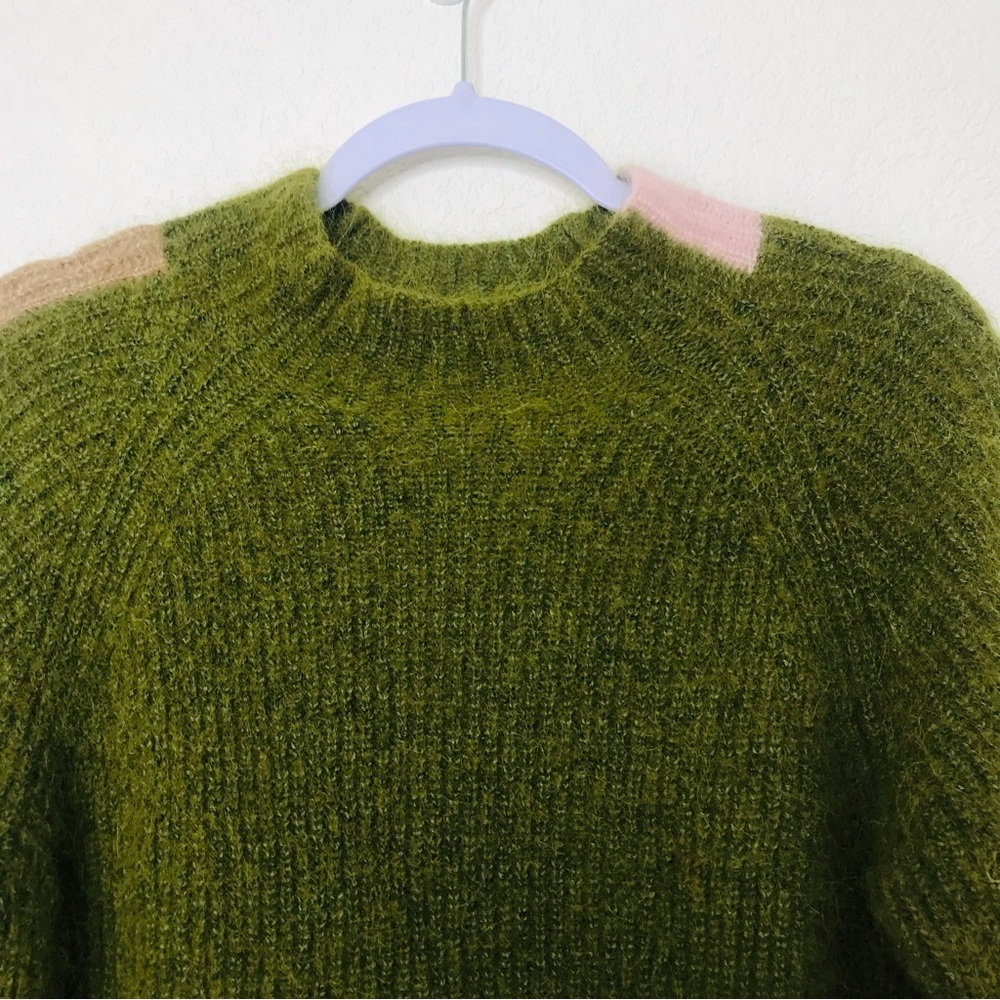 THE ENDERY Baby Alpaca/Wool Mock Neck Pullover Sweater Olive Green - Picture 2 of 9